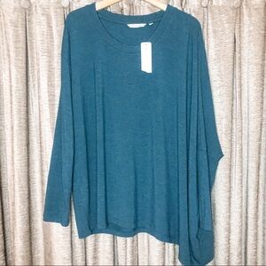 NWT Soft Surroundings Blue Oversized Dolman Sleeve Crewneck Sweater Size Medium